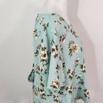 SheIn Green Floral Crop Top with Open Tie Back Size Large Green Floral Top Photo 3