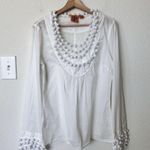 Tory Burch 12 White blouse Cotton Pomp Pomp Long Sleeves Photo 8