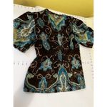 Allison Taylor 060101 Size small women blouse shirt top Brown Blue short‎ sleeve Photo 8