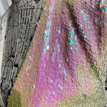 Forever 21 Iridescent Sequin Holographic Vintage y2k rainbow pastel coquette Shift Sheath fit bodice Dress coquette flashy bright Party Cocktail Sleeveless V-Neck back T zip embellished Bodycon style fit bodice pencil club night out Photo 4