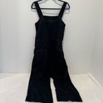 Everlane Womens 100% Linen Square-Neck Jumpsuit in Black Pockets Straps Size 4 Photo 1