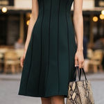 Adelyn Rae  Pilar Knit Ponte Green V Neck Sleeveless Midi Dress One Size Preowned Photo 0