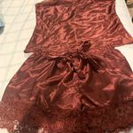 Maroon Silk Cami And Shorts Set Size M Photo 0