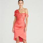 Theia Daniela Asymmetric Draped Satin Dress Orange Size 4 Photo 1
