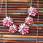 J.Crew Pink & Rhinestone Flower Necklace Photo 4