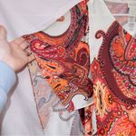 Chico's Geometric Print V Neck Butterfly Sleeve Kimono Style Top size XS Photo 1