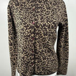 Talbots Vintage Cardigan Women's S Brown Tan Filigree Silk Cashmere Knit Blend Photo 0