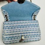 Sandro Paris Yza Blue White Tweed Gold Chain Crossbody Handle Shoulder Bag Photo 1