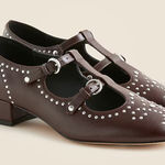 J.Crew  Teagan T-strap wing tip heels in patent leather Milan Brown Photo 0