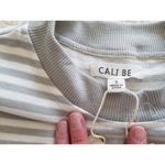 Cali Be Women's Layered Oversized Sweatshirt in Light Grey Stripe Size S Photo 3