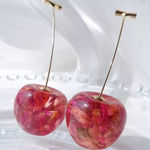 Pink and Gold Cherry Earrings Photo 0