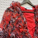 IRO $565 NWT  Paris Cover Up Dress Size 34 Ruffle Red Floral Long Sleeves Photo 3