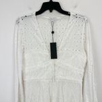 Gianni Bini Katrina Eyelet Mini Dress Cotton Long Sleeve A Line White Medium NWT Photo 3