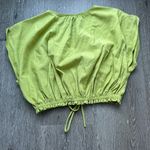 Lulus  XS Chartreuse Ruched Wrap Crop Top Adjustable Tie Waist Photo 1