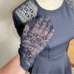 Altar'd State Altar’d State Navy Blue Lace Long Sleeve Fit and Flare Mini Dress Extra Small Photo 3