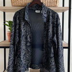 Chico's Mesh Jacquard Silver Paisley Print Lightweight Blazer, XL Photo 0