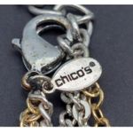 Chico's Two Tone Gold & Silver Multi Chain Pendant Necklace Rhinestone Accents L Photo 8