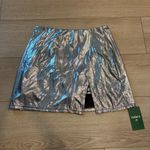 Halara NWT  SoftlyZero Faux Leather High Waisted Shiny Black Silver Skirt Size M Photo 1