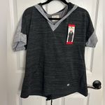 Champion  Charcoal and Light Gray Short-Sleeve Hoodie Slouchy Comfy Soft NWT M Photo 0