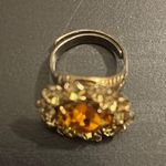 Sparkly Vintage Pink Rhinestone Floral Ring Orange Photo 1