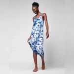 Faherty Delphina Sunwashed Tank Midi Dress Organic Cotton Tie Dye Size Small Blue Photo 2