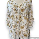 BaeVely size large baby doll top feeling vibrant white with gold floral design Photo 11
