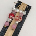 Handmade Preppy Pink Christmas Lampwork Glass Santa Hat Beaded Earrings Photo 3