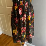 SheIn Floral Print Midi‎ Dress Black Sleeveless Smocked Waist Casual Summer Photo 3