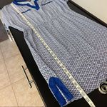 Tommy Bahama Fan Festival split neck dress shell print blue lightweight sz M Photo 8