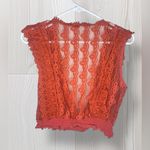 BLANCO ELLA Women’s Boho V Neck Lace Cropped Tank Top Orange Size L Photo 2