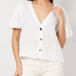 ZARA Women’s 100% Linen V-Neck Button Down Shirt Shortsleeve in White M Photo 0