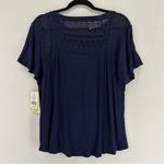 Rewind NWT  Short Sleeve Lace Blouse XL Blue Photo 7