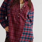We The Free NWOT Free People Wildfire Plaid Top Cherry Combo Photo 1