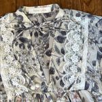 Bishop and Young Women’s  Floral Lace cropped sheer V-neck boho flouncy top Photo 1