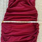 Elegant Burgundy Bodycon Spaghetti Ruched Mini Dress Party Sexy Going Out Small Red Photo 2