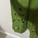 Farm Rio  Green Monstera Embroidered Linen Midi Dress Photo 2