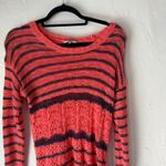 BKE  Women's Size M Coral Pink & Blue Striped Open Knit Pullover‎ Sweater 2010s Photo 1