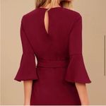 Lulus NWT Last Love Song Burgundy Tie Waist Long Bell Sleeve Mini Dress Size XS Photo 7