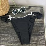 Black & White Bow Trim Bikini Swim Bathing Suit Bottoms NEW S Photo 1