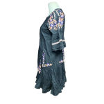 Free People  Pavlo Embroidered Smock Dress Black Purple Floral‎ Size XS Photo 10