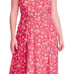 Ralph Lauren Lauren Sleeveless Floral Fit & Flare Midi Dress Womens 12 Pink Chic Photo 0