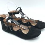 Old Navy Womens Flats Lace Up Ankle Strap Faux Suede Zipper Black Size 4 Photo 0
