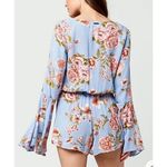Billabong Sittin Pretty Blue Floral Romantic Romper SMALL Boho Cottagecore NWT Photo 1
