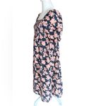 The Nines By Hatch Maternity Midi Dress Navy Pink Floral Smocked Womens Small Blue Photo 2