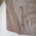 Miami  faux suede motto taupe asymmetrical jacket with zipper closure size S Photo 5