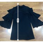 Alexis  Black Marianne Tiered Bell-Sleeve Crepe Mini Dress Ruffled Trim Small Photo 2