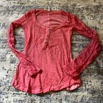 Free People  Pink Shell Stitch Lace Henley T-Shirt Size XS Photo 0