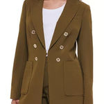 Tommy Hilfiger NWOT  Women's Double Breasted Blazer Green Gold Button Photo 0
