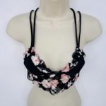 PINK Romantic Floral Lace‎ Bralette Black Pink Lined Padded Bra Top Womens XS Photo 1