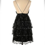 EXPRESS  Whimsigoth Black Metallic Shimmer Cocktail Dress Ruffle Tiered Size 6 S Photo 1